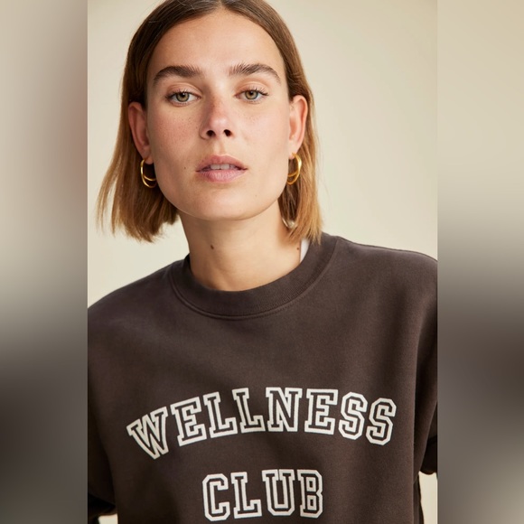 Sporty & Rich Wellness Club Crewneck Sweatshirt Brown MEDIUM - Picture 5 of 5